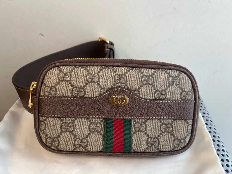 Gucci Brown, Green & Red Canvas & Leather Belt bag Logo Accessories - Women