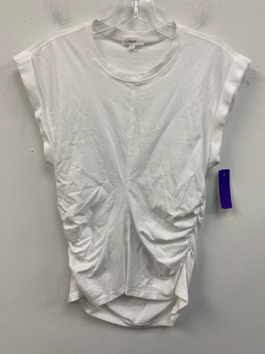 A.L.C. Size S White Cotton Sleeveless Ruched Top
