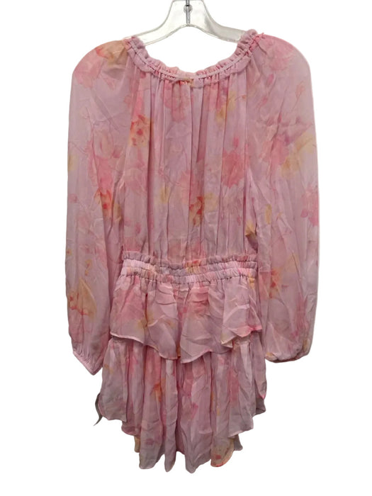 Love Shack Fancy Size P Pink, Orange & Yellow Viscose Sheer Floral Dress