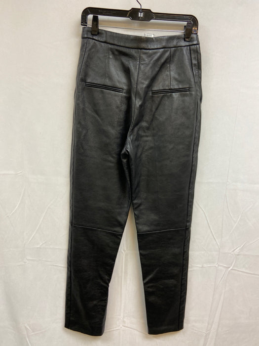 Saint Laurent Size 36 Black Leather Pleated High Rise Zip Leg Pants