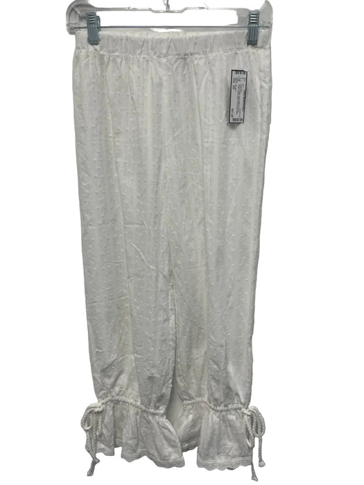 The Bar Size XS White Cotton Short Balloon Sleeve Pique Elastic Waist Pant Set