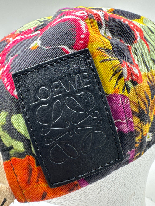 Loewe Black, Orange, Multi Cotton Adjustable Strap Floral Baseball Cap Hat