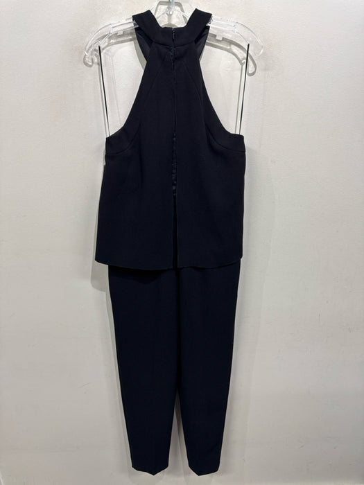 Trina Turk Size s / 4 Black Polyester Halter Ruffle Top Tapered Jumpsuit
