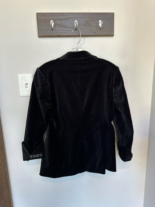 Paige Size M Black Vegan Leather Long Sleeve Button Down Belted Top