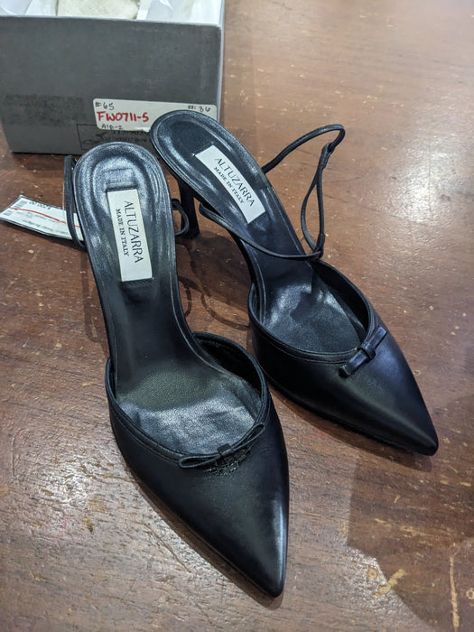 36 Altuzarra black leather slingback heels with box - AS IS