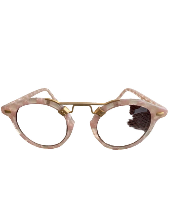 Krewe Matte Tortoiseshell 24K Gold Plated Round Lens Nose Bridge Sunglasses