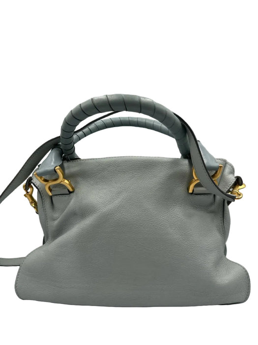 Chloe Seafoam Green Grained Leather Gold hardware Rolled Handles Zip Top Bag