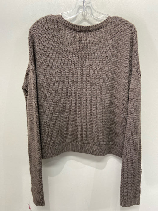 Alice + Olivia Base Size S Gray Wool Cable Knit Long Sleeve Ribbed Trim Sweater