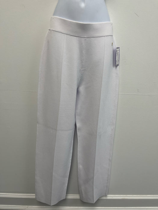 St. John Sport Size S White Viscose & Polyester Elastic Waistband Wide Leg Pants