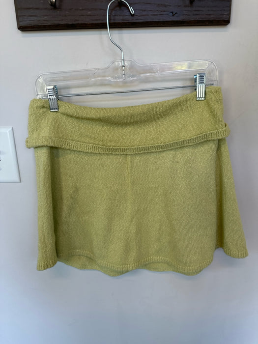 FP Beach Size L Chartreuse Cotton Fold Over Knit Mini Skort