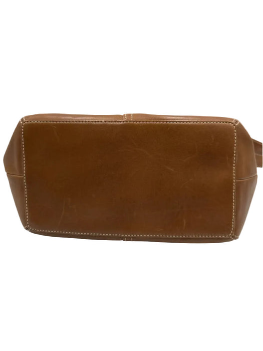 Coach Tan Brown Leather Zip Close Paneled Shoulder Strap Buckle Bag