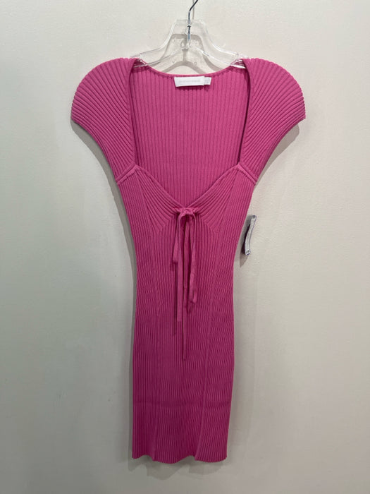 Jonathan Simkhai Size S Pink Rayon Blend Ribbed Sweetheart Sleeveless Tie Dress