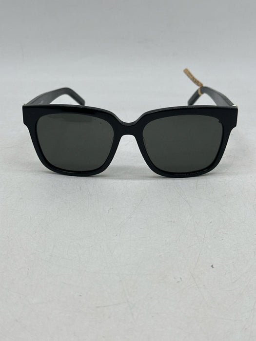 Yves Saint Laurent Black Acetate Gold Detail Logo Wayfarer Case Sunglasses