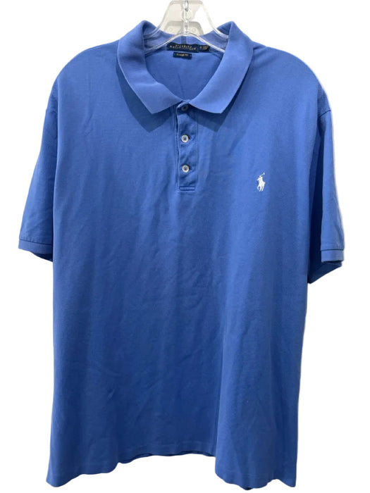 Polo Size XL Blue Cotton Solid Polo Men's Short Sleeve