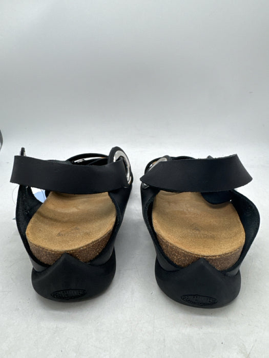 John Fluevog Shoe Size 8 Black Leather Solid Sandal Men's Shoes