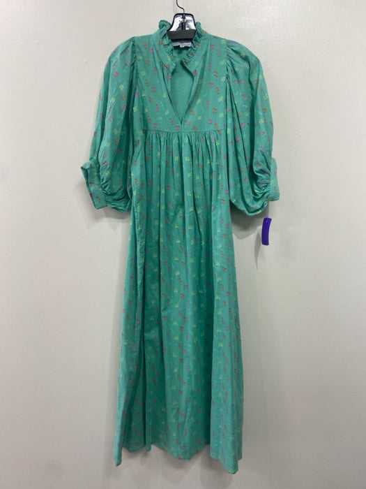 Never a Wallflower Size Medium Mint Green & Multi Cotton Balloon Sleeve Dress