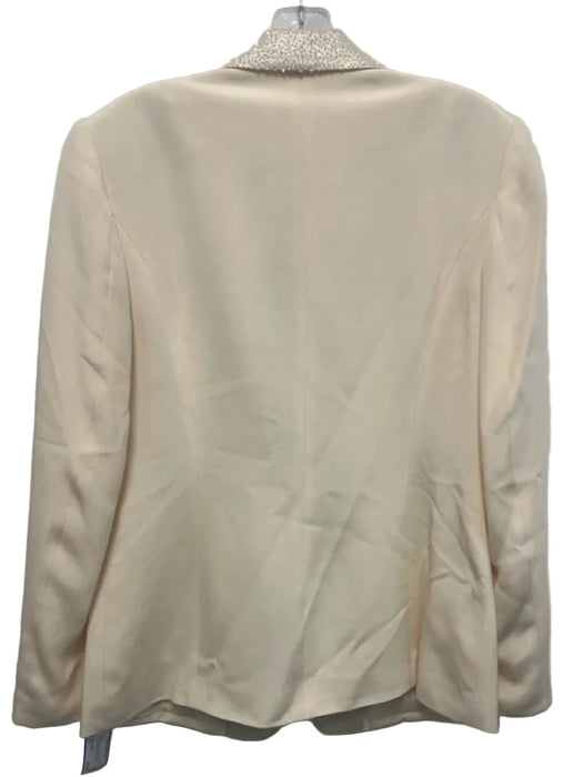 Bloomingdale's Size 6 Cream White Silk Beaded Detail Shoulder Pads Pant Set