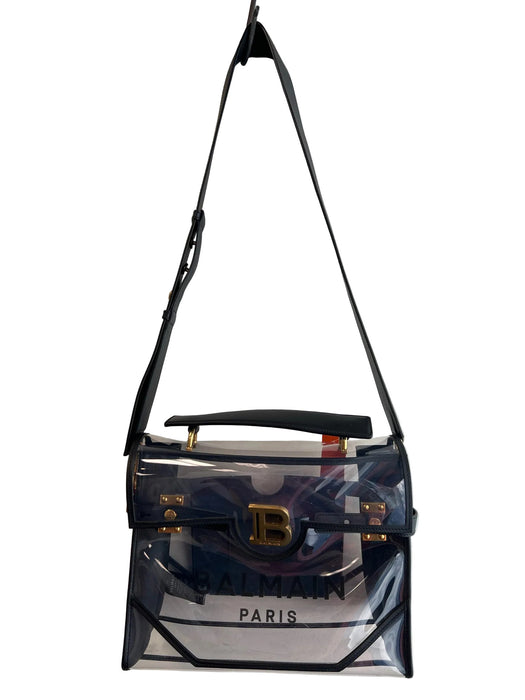 Balmain Clear & Black PVC Leather trim Shoulder & Crossbody Straps Bag