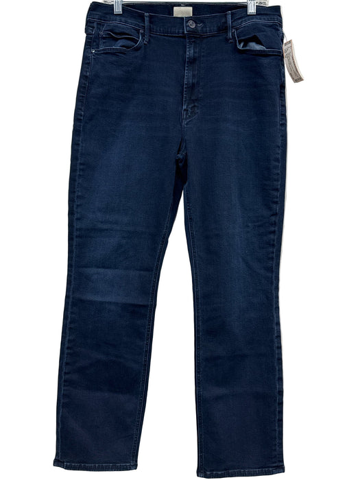 Mother Size 34 Dark Wash Cotton Denim Whiskering Straight Jeans