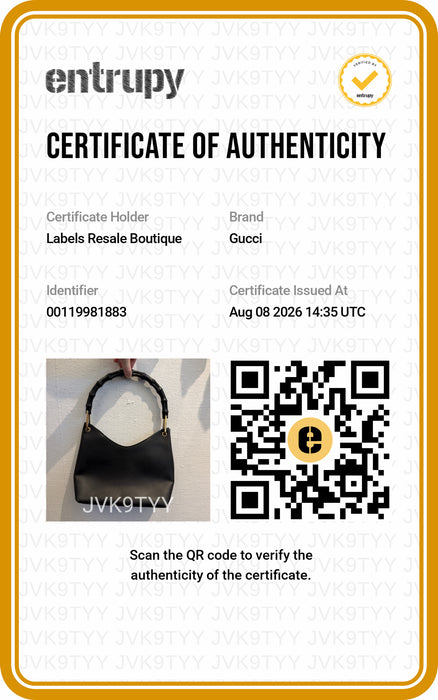 Gucci Black Leather Bamboo Handle Hobo Certified by Entrupy Bag