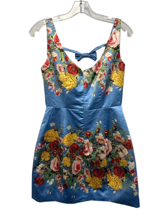 Damaris Bailey Size XS Blue & Multi Polyester Satin Floral Sleeveless Dress