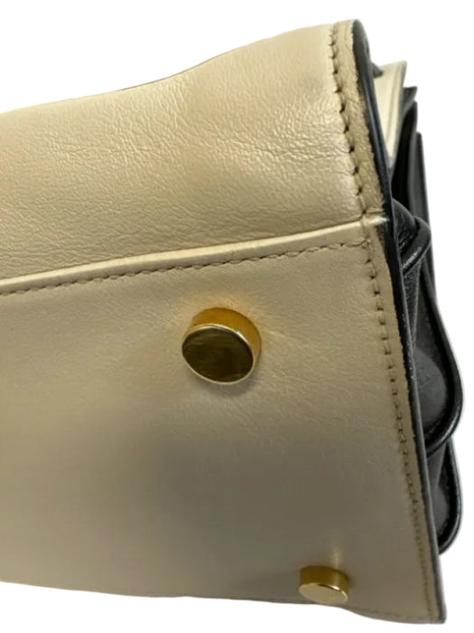Saint Laurent White & Black Leather Top Handle Color Block Crossbody Strap Bag
