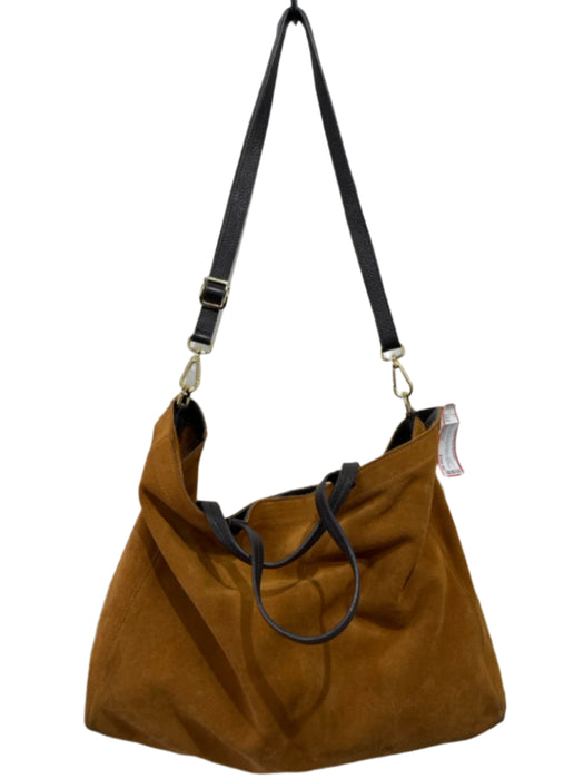 Mark & Graham Tan & brown Suede & Leather Gold hardware Snap Closure Tote Bag