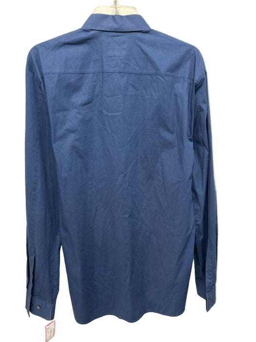 Hugo Boss Size XL Blue Cotton Blend Solid Button Up Men's Long Sleeve Shirt