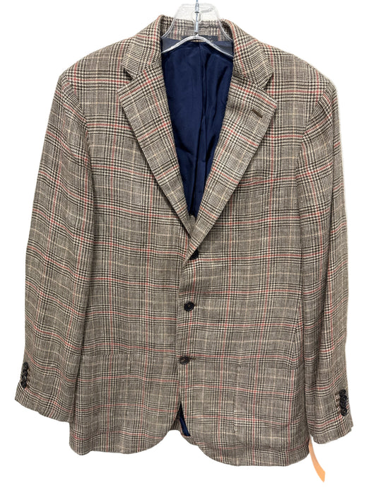 Sid Mashburn Brown & Multi Silk Blend Plaid 2 Button Men's Blazer