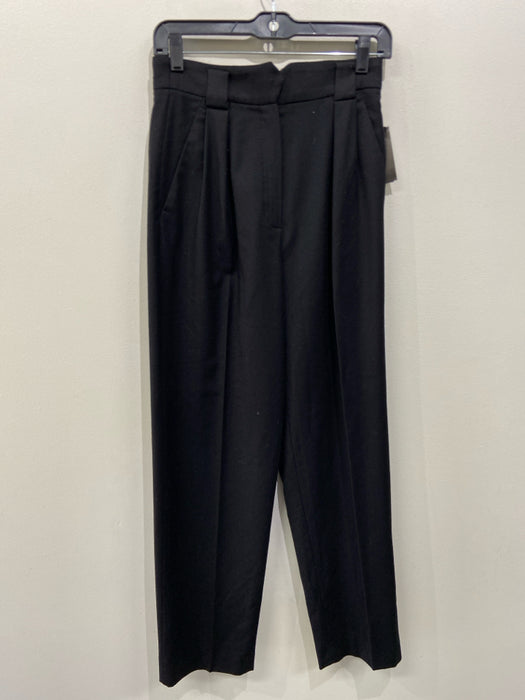 Massimo Dutti Size 2 Black Wool High Rise Pleated Straight Leg Pants