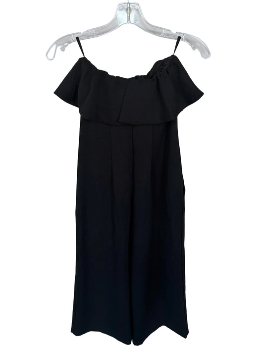 Babaton Size 0 Black Polyester Off Shoulder Ruffles Romper