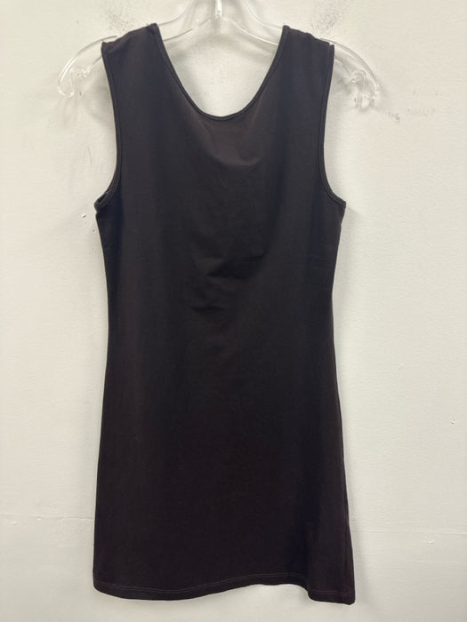 Fendi Size 42 Chocolate Brown Cotton Blend Crew Neck Sleeveless Logo Dress