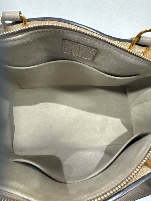 Louis Vuitton Beige & Taupe Leather Monogram Top Handles Embossed Bag