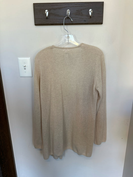 Minnie Rose Size L Tan Cashmere Long Sleeve Open Front Long Sweater