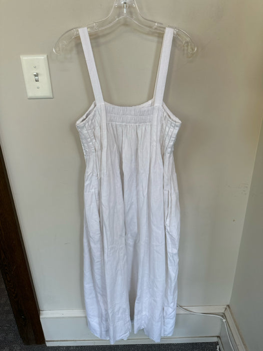Banana Republic Size XS White Cotton Sleeveless Pleat Detail Maxi Dress