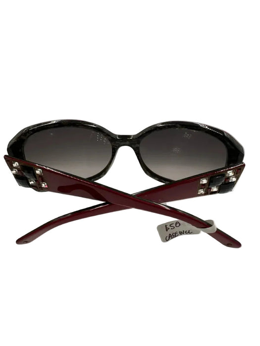 Judith Leiber Red & Black Acetate Rhinestone Detail Gradient Lens Sunglasses