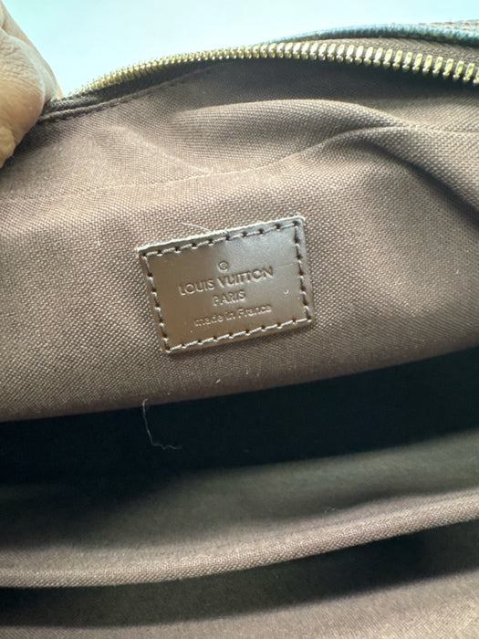 Louis Vuitton Brown & Beige Leather Damier Zip Pockets Men's Bag