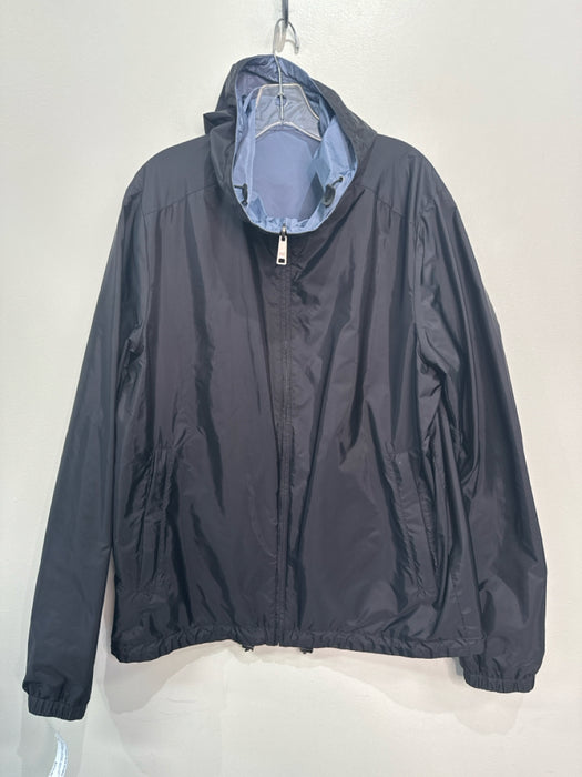 Prada Size 54 Gray & Black Synthetic Reversible Windbreaker Men's Jacket