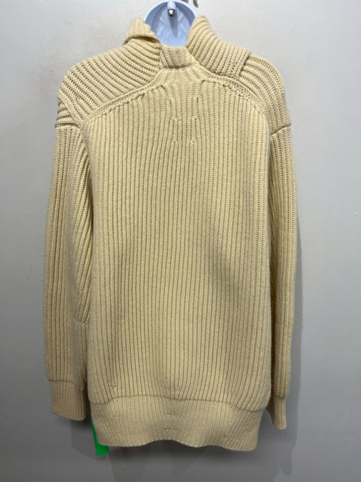 Jil Sander Size S/34 Butter Yellow Wool Rib Knit Asymetric Cowl neck Sweater