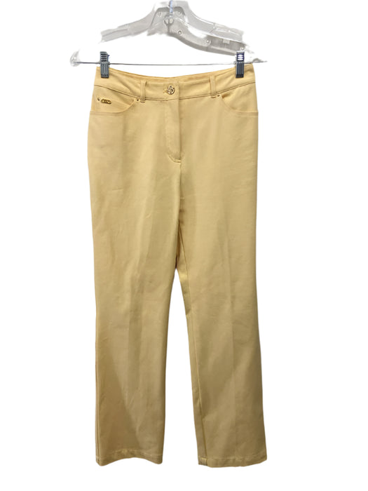St John Sport Size P/2 Butter Yellow Cotton Studded Front Zip Collar Pant Set