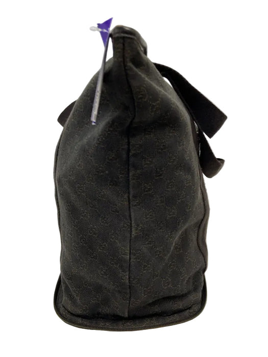 Gucci Dark Brown Cotton Canvas Guccissima Zip Top Two Handle Tote Bag