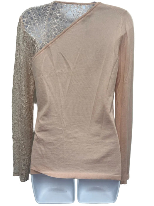 Emilio Pucci Size Medium Pink Wool Long Sleeve Floral Knit Top