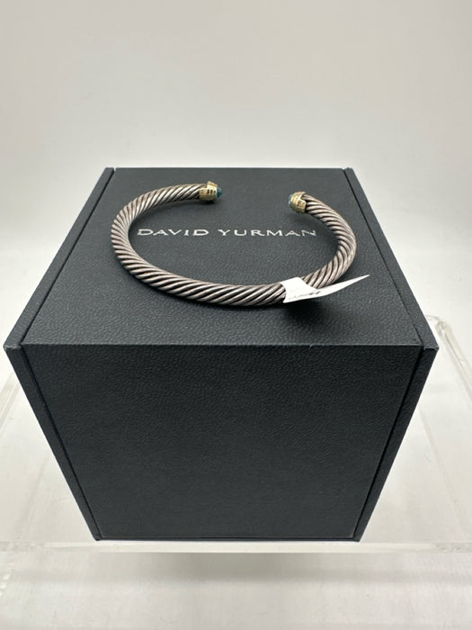 David Yurman Silver & Blue 925 Sterling Silver & 14k Gold Topaz Cable Bracelet