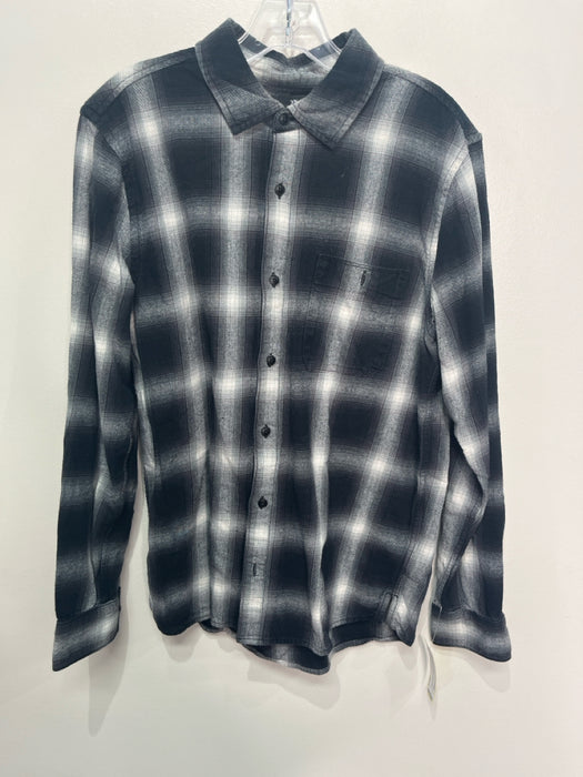 Hudson Size S Black & White Cotton Blend Plaid Flannel Men's Long Sleeve Shirt