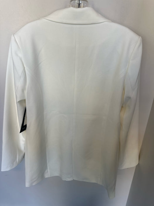 Liverpool Size M Ivory Polyester Blend Shoulder Pads Long Sleeve 1 Button Jacket