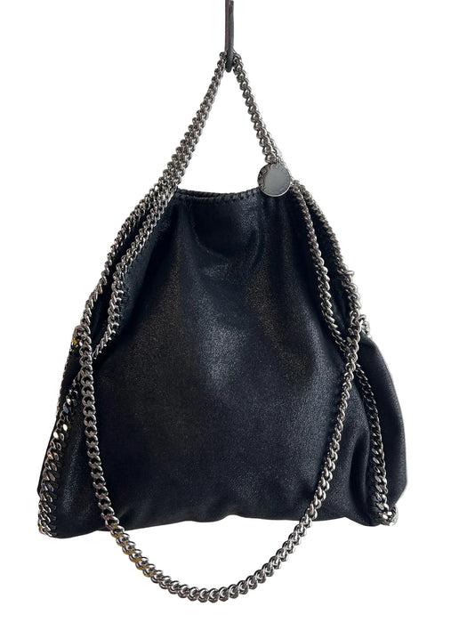 Stella McCartney Black Vegan Leather Silver Hardware Whipstitch Bag