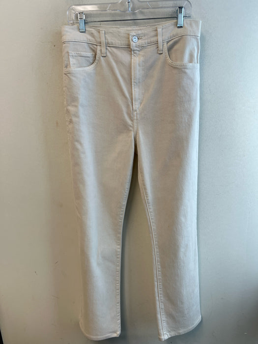 Favorite Daughter Size 31 Cream Cotton Super High Rise Boot Cut Zip Fly Jeans
