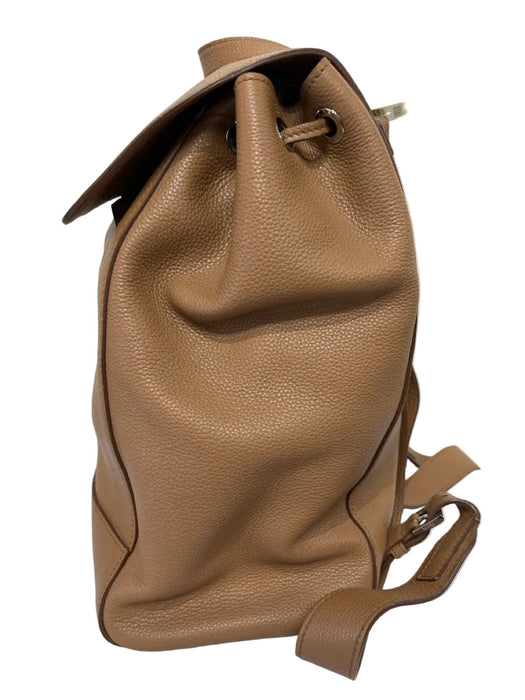 Prada Camel Leather Pebbled Silver Hardware Backpack Bag