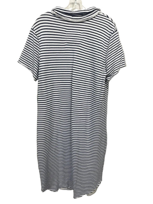 Frank & Eileen Size XL Navy Blue & White Cotton Short Sleeve Stripe Dress