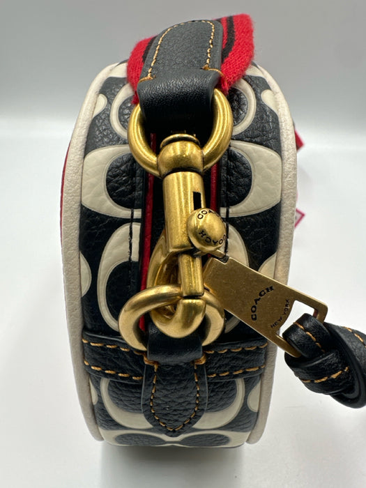 Coach x Keith Haring Red, Black & White Leather Graphic Zip Close Crossbody Bag
